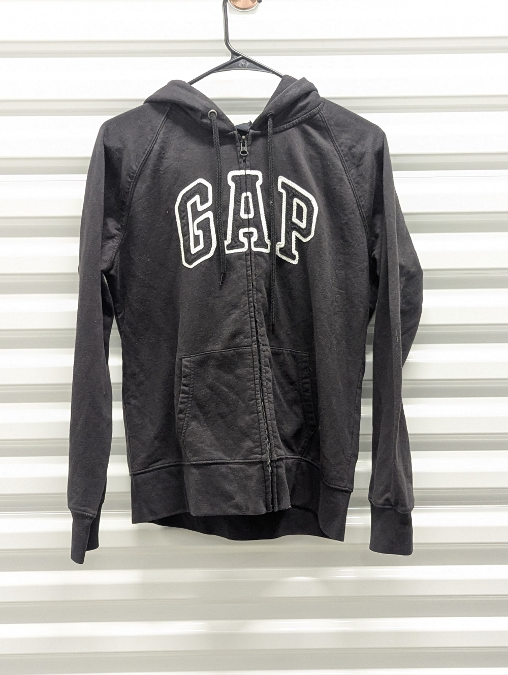 GAP Normcore Minimalist Women's Fitted Large Black Hoodie with White Logo